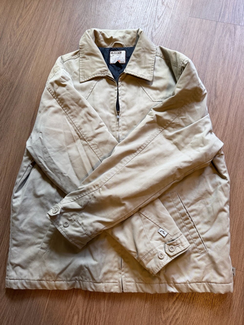 Rusty Jackets by Head Size Large Tan Khaki Full Zip Utility Jacket Lightweight